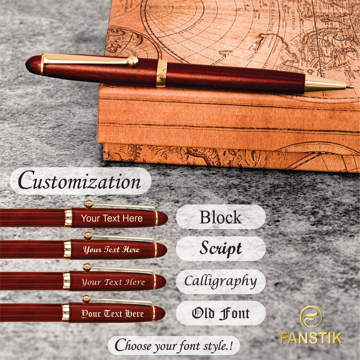 Customized Cherrywood Double Ballpoint Pen Set with Name (MADE IN USA), with Wooden Gift Box, Personalized Gift for Men and Women (BallPoint CherryWood Set)