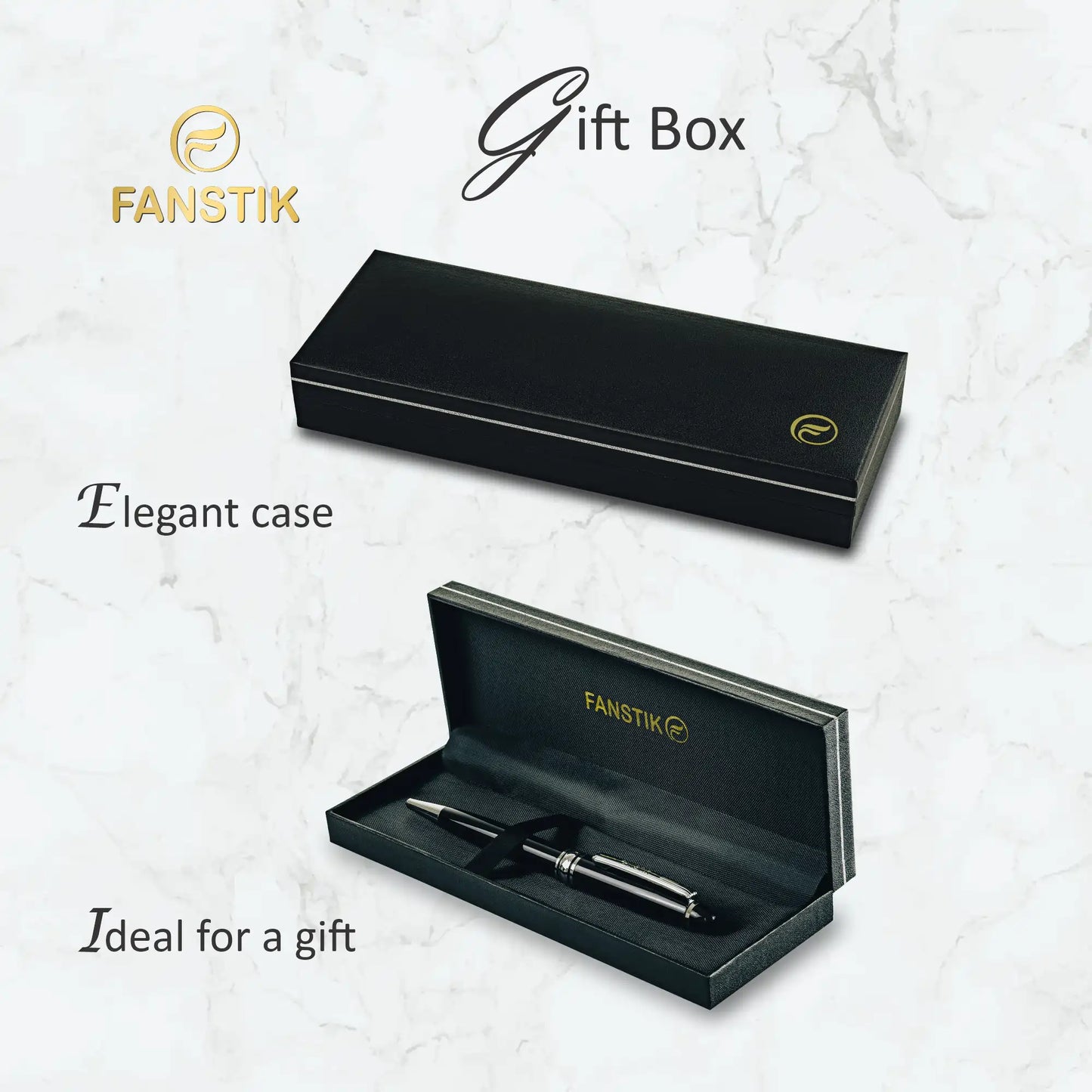FANSTIK Customized BallPoint pen with name (MADE IN USA) black and silver, luxury engraved pen personalized for men and for women. (BallPoint B-S)