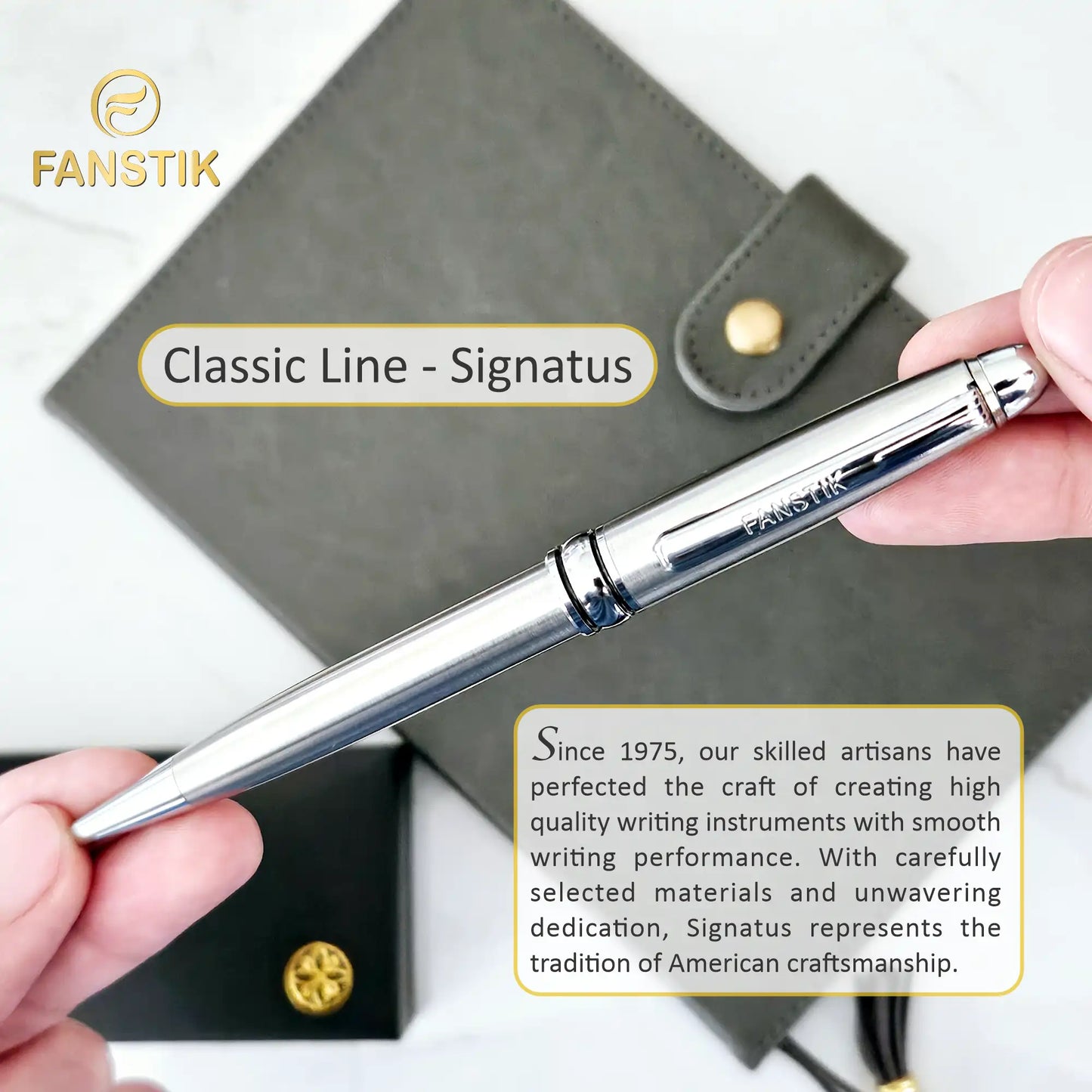 FANSTIK Customized BallPoint pen with name (MADE IN USA) stainless steel, luxury engraved pen personalized for men and for women. (BallPoint Silver)