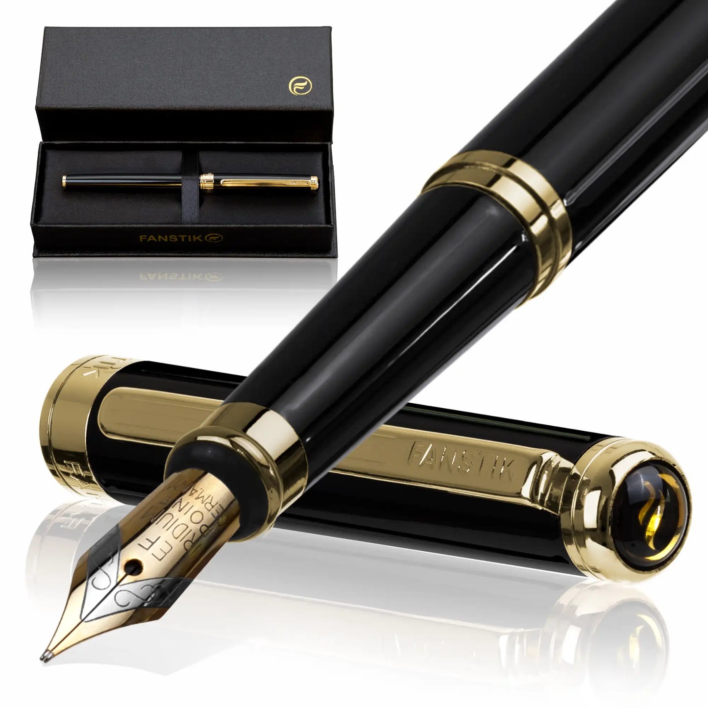 black and gold fountain pen, fountain pens, luxury fountain pen, best fountain pens fine, fountain pen gift, best fountain pens, best fountain pen, top fountain pens, nice fountain pens,