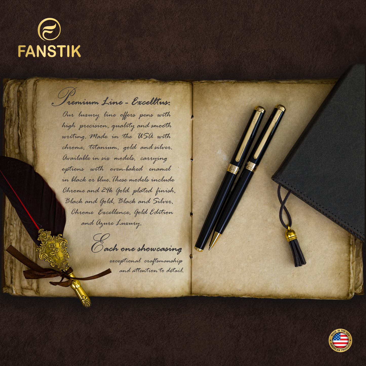 Personalized Luxury Black & Gold Rollerball pens (MADE IN USA) Fancy Pen, Real 24K Gold Plating (Lux Custom-RollerBall Black-Gold)