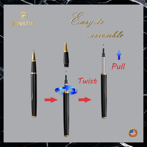 black and gold ballpoint pen, professional pens, best professional pens, pen components,