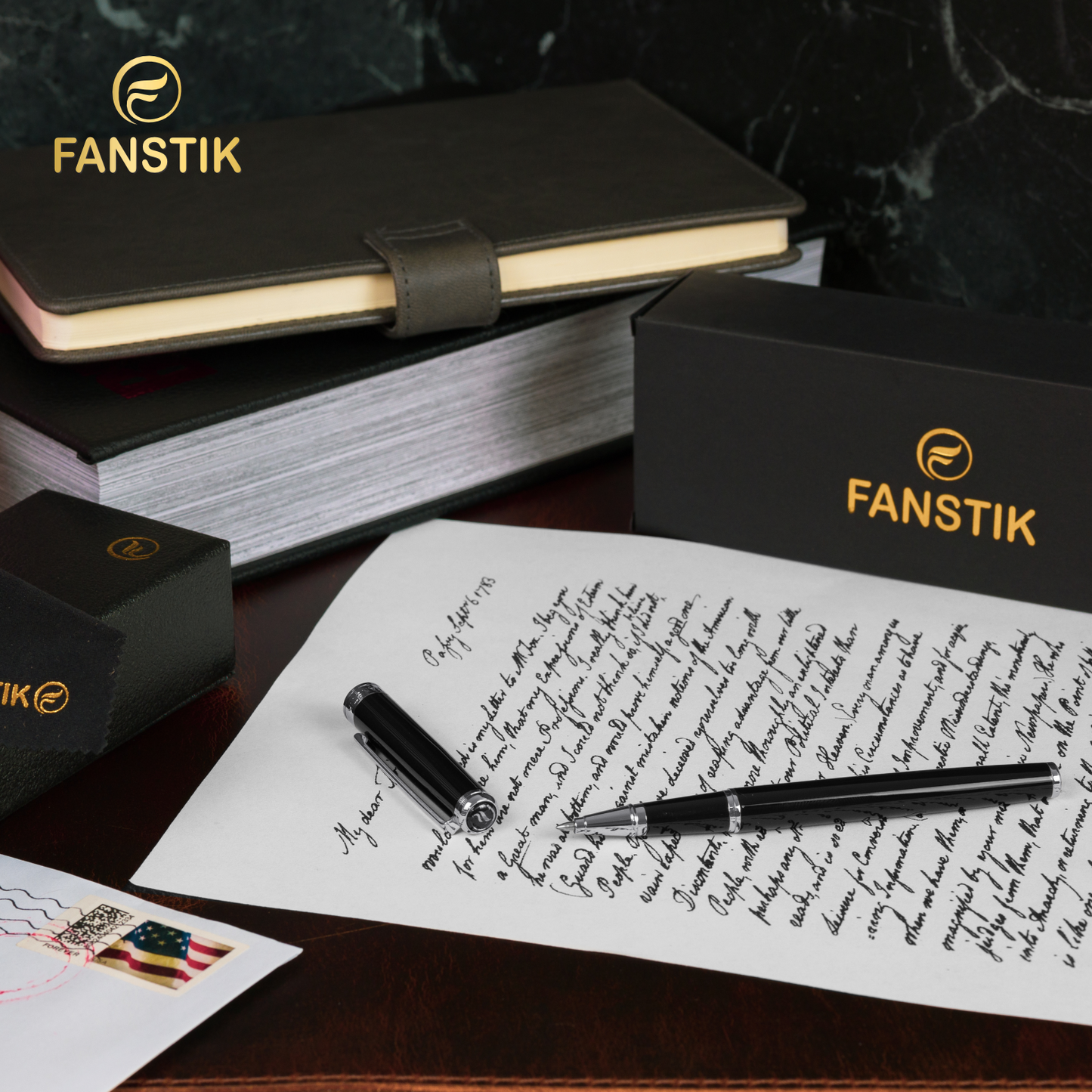 Personalized Luxury Black & Silver Rollerball pens (MADE IN USA) Fancy Pen, Real 24K Gold Plating (Lux Custom-RollerBall Black-Silver)