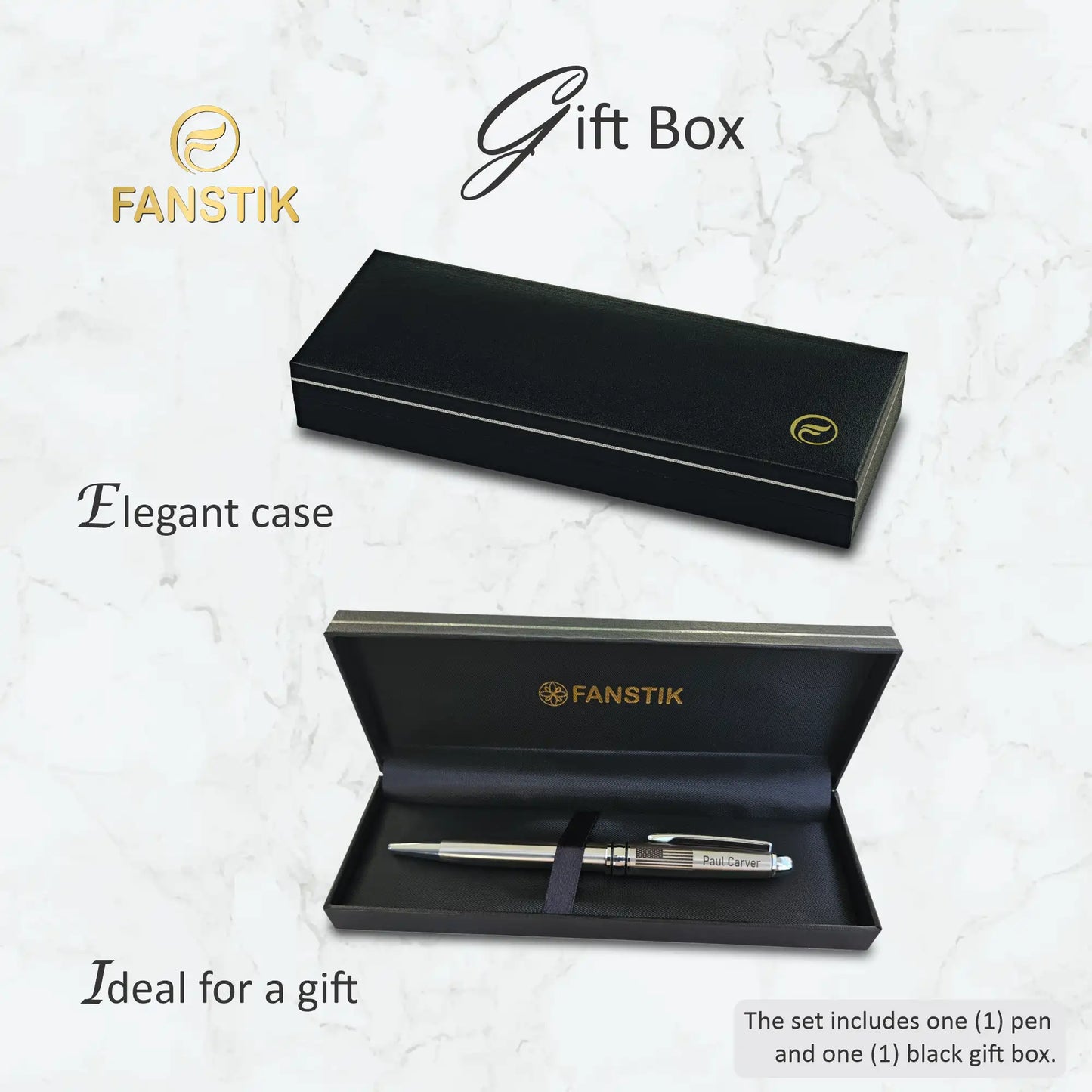 FANSTIK BallPoint pen with US Flag (MADE IN USA) stainless steel, luxury engraved pen for men and for women (US-Flag)