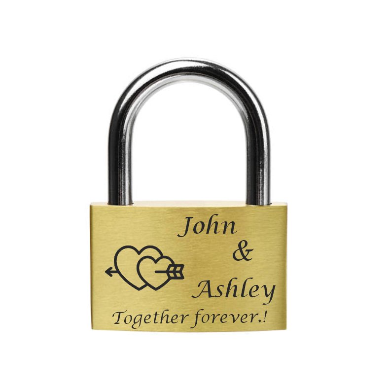 FANSTIK Custom Engraved Padlock (Made in USA) Anniversary, love lock for bridge, Wedding, personalized engraved padlock for you love L=(40mm/1.57In) x H=(25mm/0.98In) (Arrowed Heart)