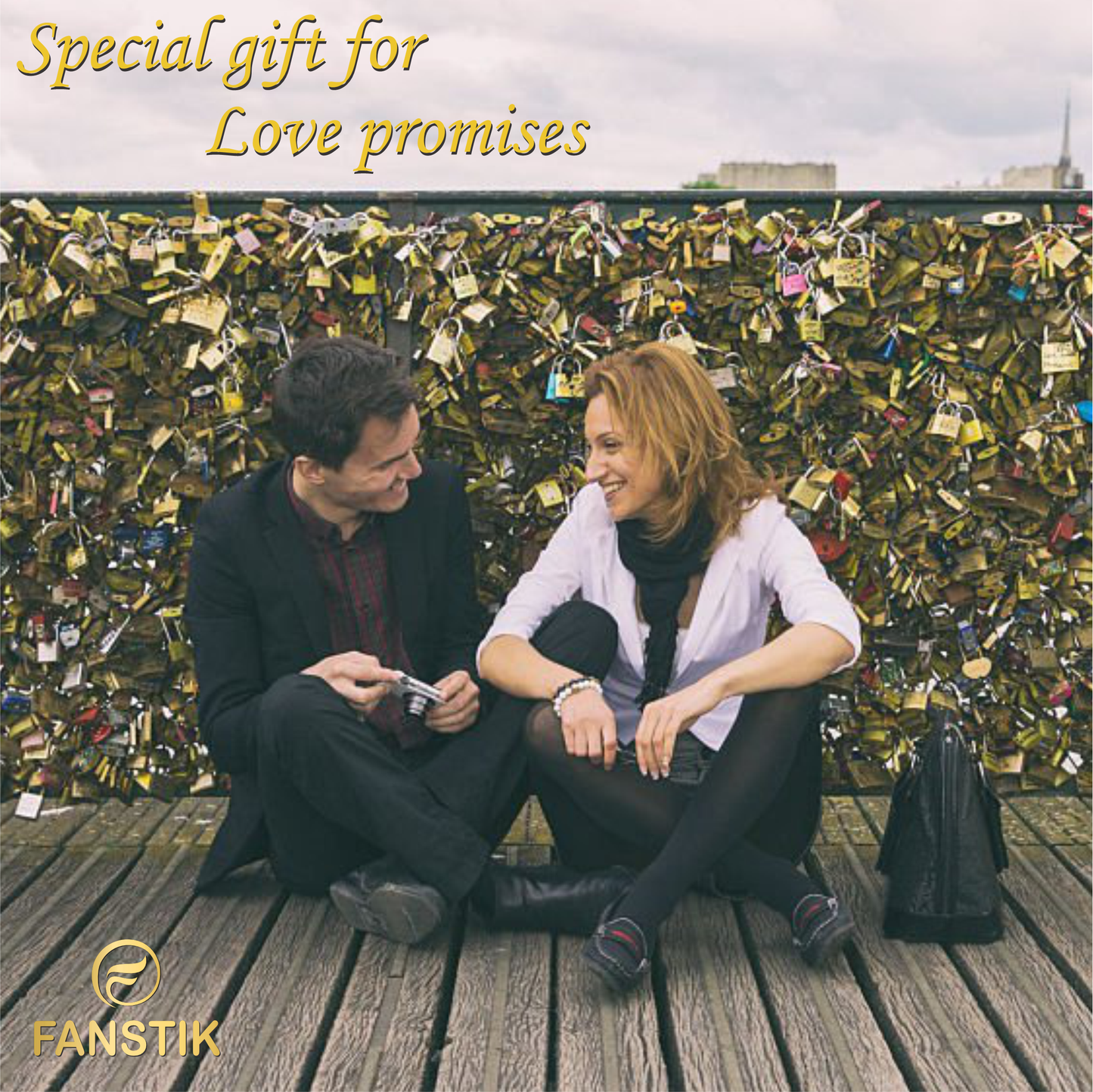 FANSTIK Custom Engraved Padlock (Made in USA) Anniversary, love lock for bridge, Wedding, personalized engraved padlock for you love L=(40mm/1.57In) x H=(25mm/0.98In) (Arrowed Heart)