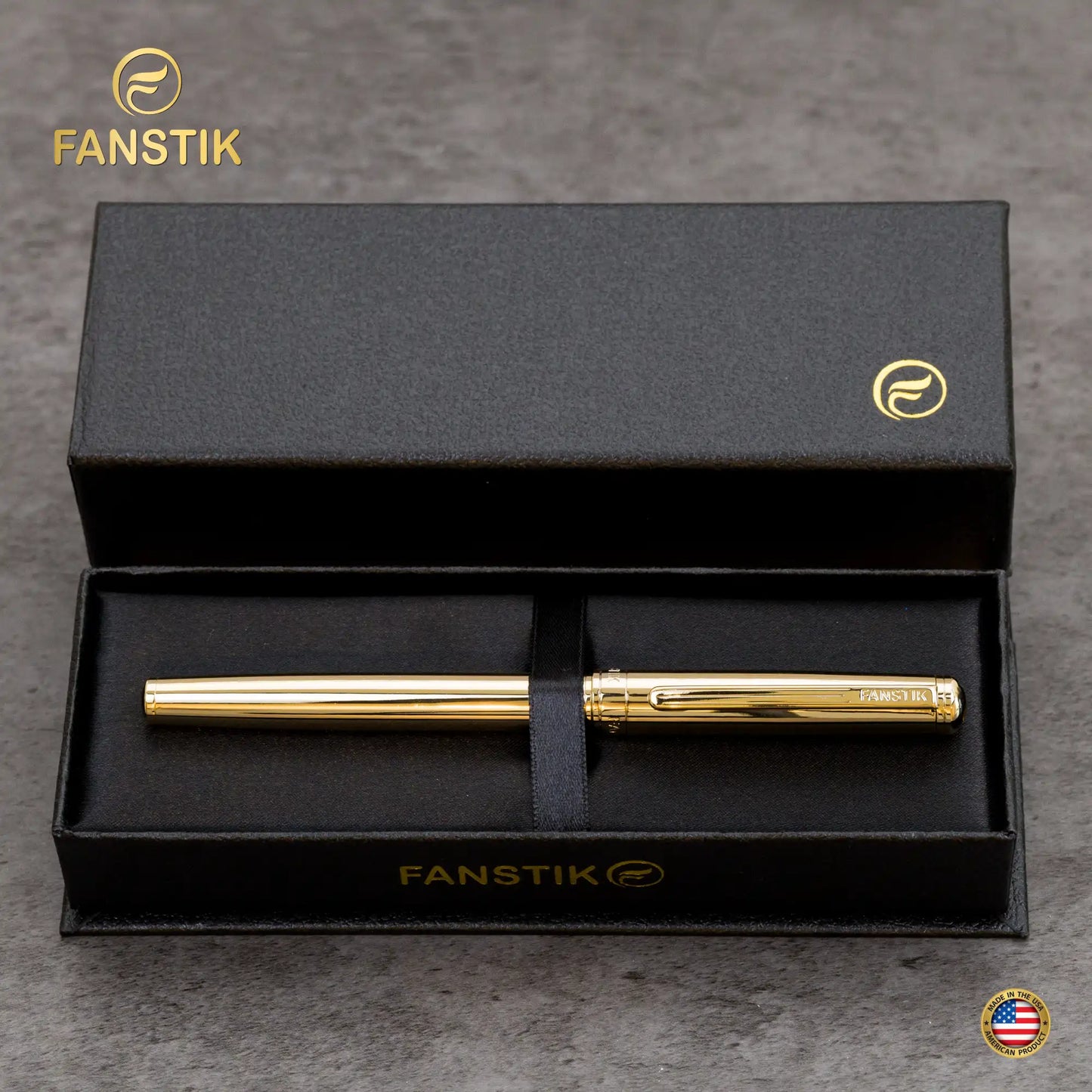 FANSTIK Gold Luxury Rollerball pen (Made In USA) Real 24K Gold Plating, Professional executive pen gift set for men (Lux Rollerball Gld)