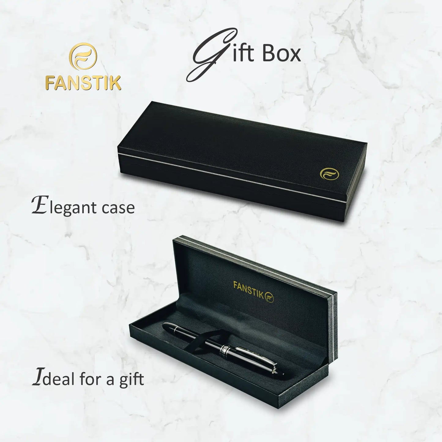 FANSTIK Customized RollerBall pen with name (MADE IN USA) black and silver, luxury engraved pen personalized for men and for women (RollerBall B-S)