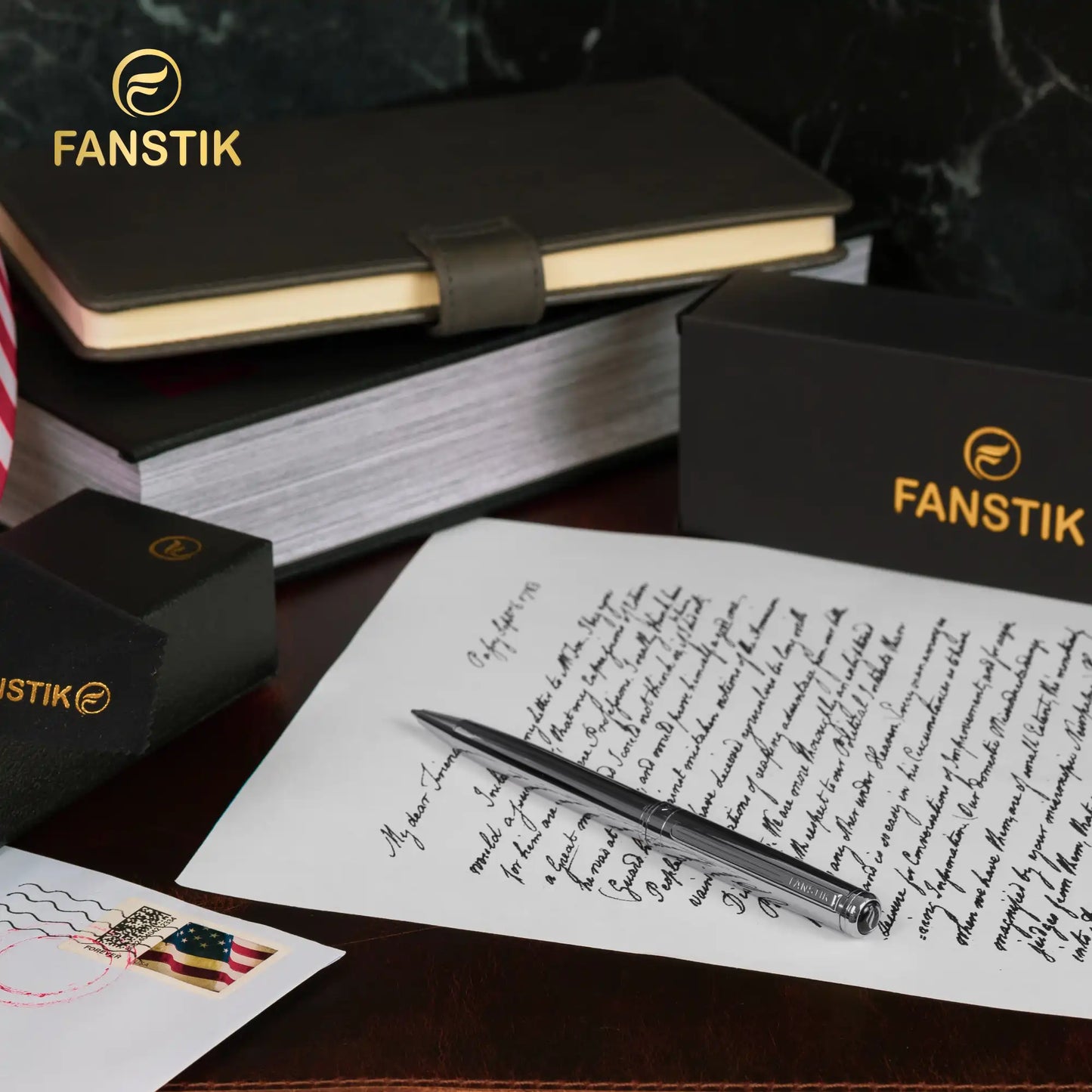 FANSTIK Customized Silver Luxury ballpoint pen (Made In USA) Chrome Finish, Professional executive pen gift set for men (Lux C-BallP Silver)