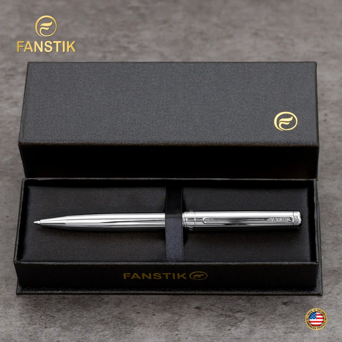 FANSTIK Customized Silver Luxury ballpoint pen (Made In USA) Chrome Finish, Professional executive pen gift set for men (Lux C-BallP Silver)