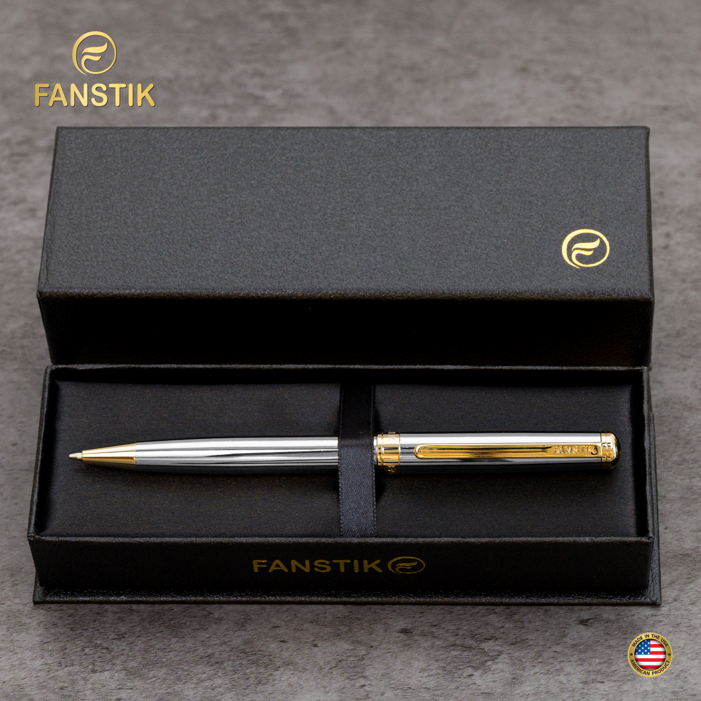 Personalized Luxury Silver & Gold Ballpoint pens (MADE IN USA) Fancy Pen, Real 24K Gold Plating (Lux Custom-BallPoint Silver & Gold)