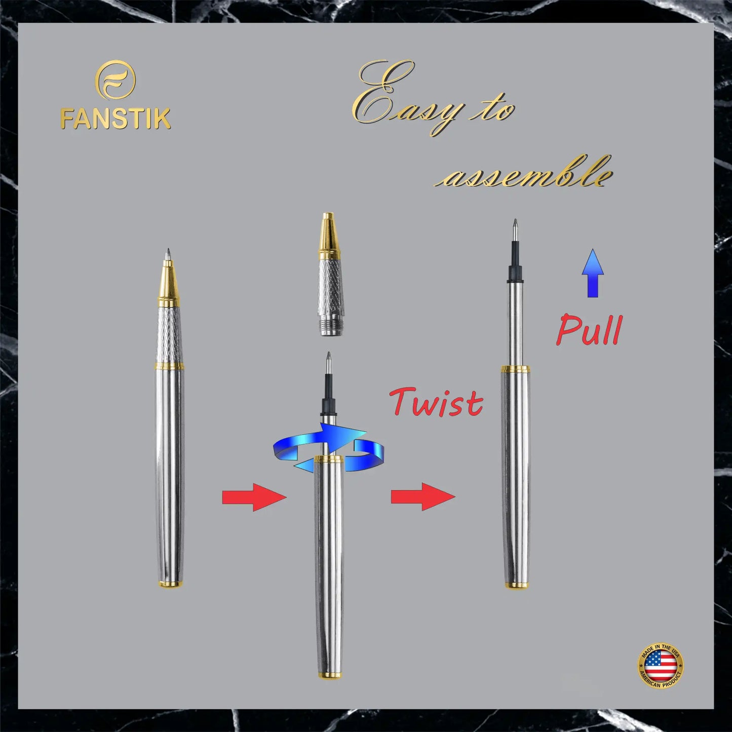 silver and gold ballpoint pen, pen components, best seller pens, best luxury pens, good pens for writing, fancy pens, luxury pens,