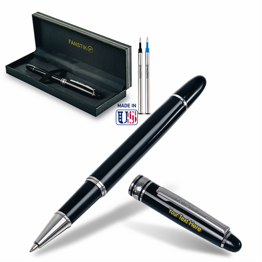 Fanstik Customized Rollerball Black & Silver Pen