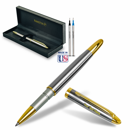Fanstik Customized Rollerball Silver & Gold Pen
