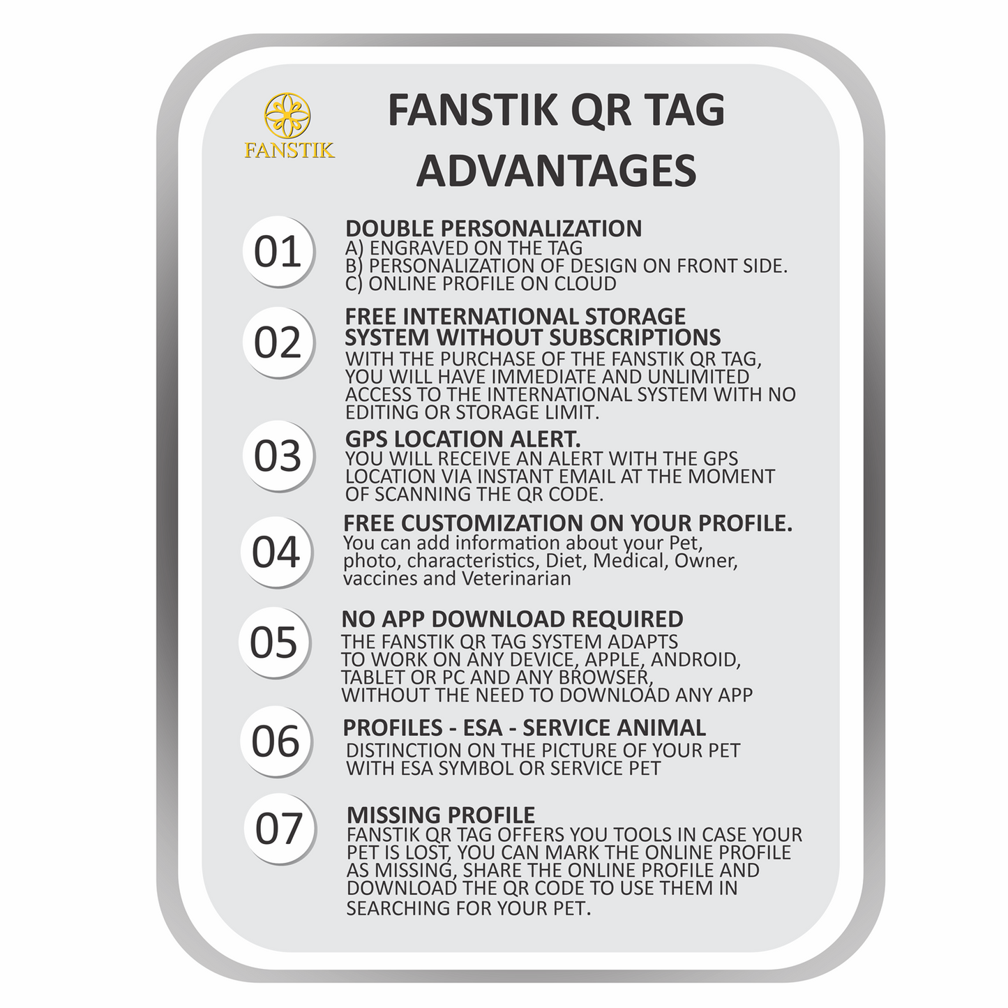 Pet ID Tag (QR Code & Face) v