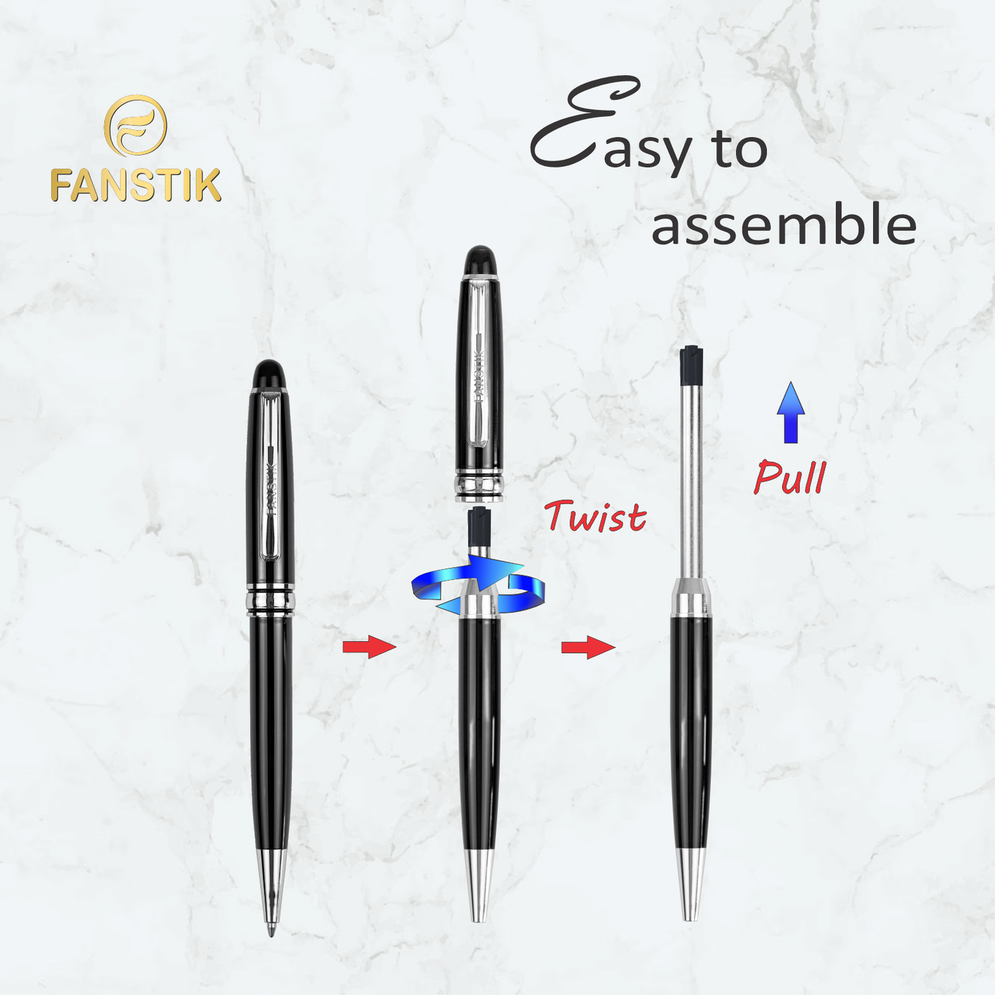 Fanstik Customized Ballpoint Black and Silver Pen