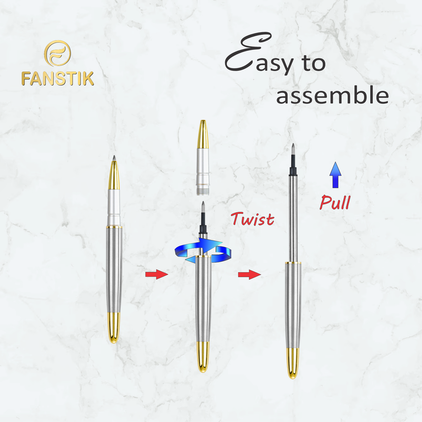 Fanstik Customized Rollerball Silver & Gold Pen