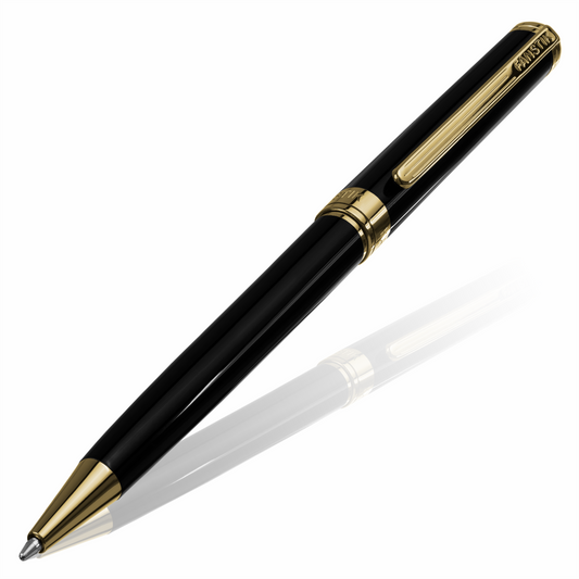 Luxury Black & Gold Ballpoint pens (MADE IN USA) Fancy Pen, Real 24K Gold Plating (Lux BallPoint Black-Gold)