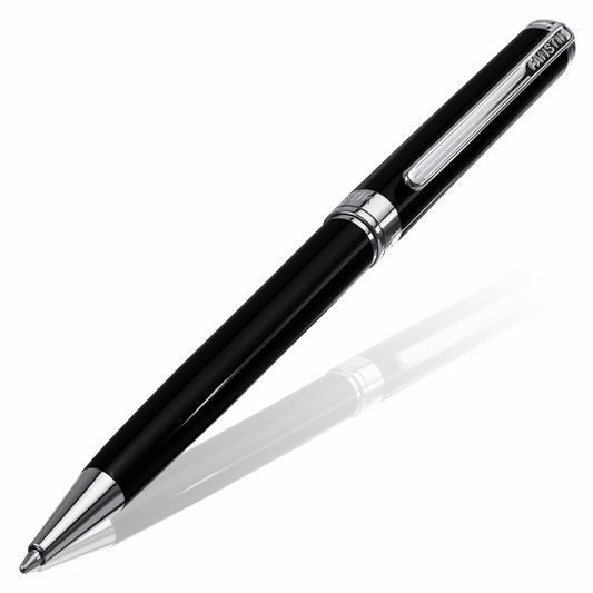Luxury Black & Silver Ballpoint pens (MADE IN USA) Fancy Pen, Real 24K Gold Plating (Lux BallPoint Black-Silver)