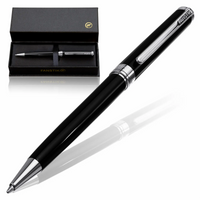 FANSTIK Black & Silver Luxury ballpoint Pen (Made In USA) Chrome Finish, Professional executive pen gift set for men (Lux BallPoint Black-Silver)