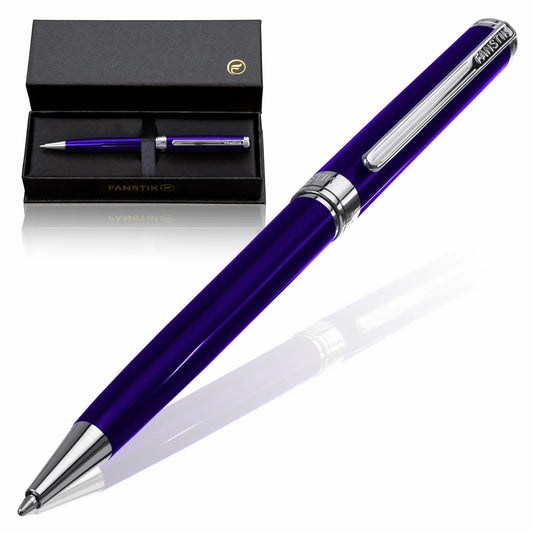 FANSTIK Customized Blue Luxury ballpoint pen (Made In USA) Chrome Finish, Professional executive pen gift set for men (Lux C-BallPoint Blue)