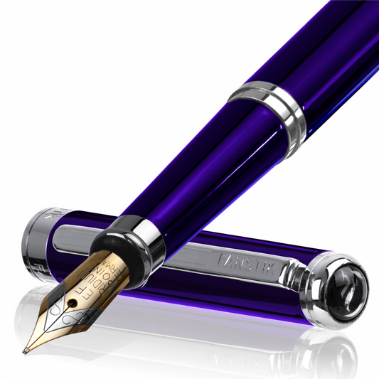 Personalized Luxury Blue Fountain pens (MADE IN USA) Fancy Pen, Real 24K Gold Plating (Lux Custom-Fountain Blue)