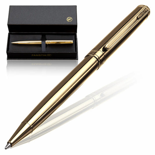 FANSTIK Customized Gold Luxury ballpoint pen (Made In USA) Real 24K Gold Plating, Professional executive pen gift set for men (Lux C-BallPoint Gld)