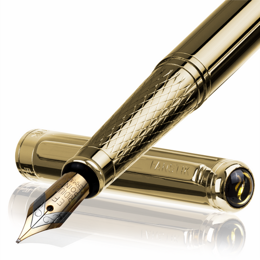 Personalized Luxury Gold Fountain pens (MADE IN USA) Fancy Pen, Real 24K Gold Plating (Lux Custom-Fountain Gold)
