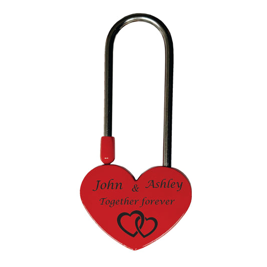 Custom Engraved Red Padlock, Love Lock for Bridge, Wedding, Personalized Engraved Padlock for You Love L=(45mm/1.77In) x H=(35mm/1.37In) (Red Heart)