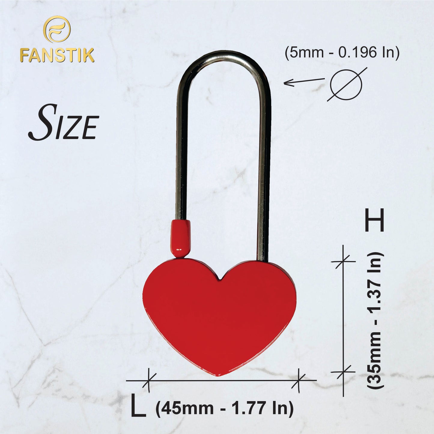Custom Engraved Red Padlock, Love Lock for Bridge, Wedding, Personalized Engraved Padlock for You Love L=(45mm/1.77In) x H=(35mm/1.37In) (Red Heart)
