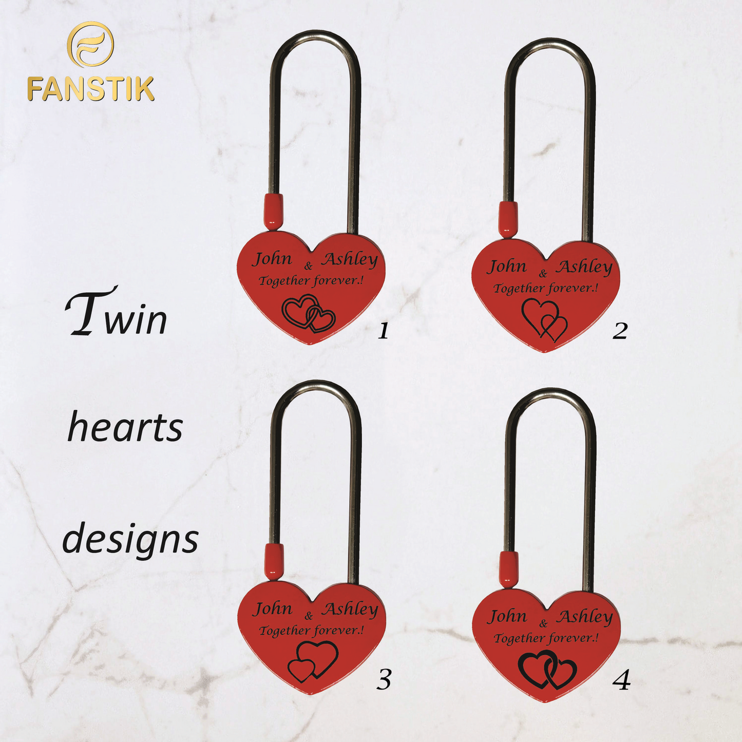 Custom Engraved Red Padlock, Love Lock for Bridge, Wedding, Personalized Engraved Padlock for You Love L=(45mm/1.77In) x H=(35mm/1.37In) (Red Heart)