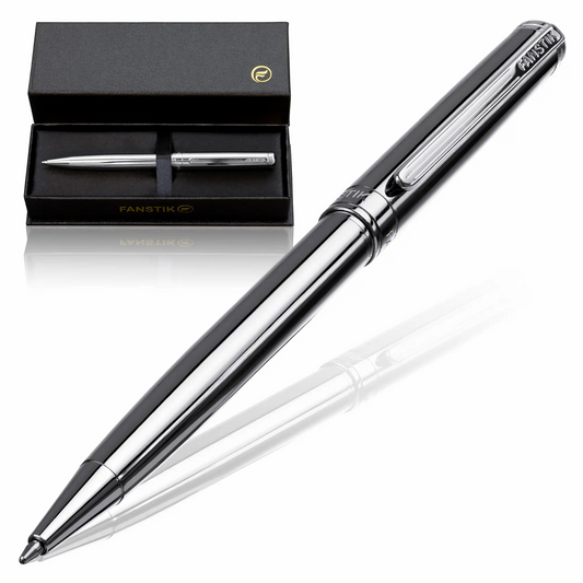 FANSTIK Customized Silver Luxury ballpoint pen (Made In USA) Chrome Finish, Professional executive pen gift set for men (Lux C-BallP Silver)