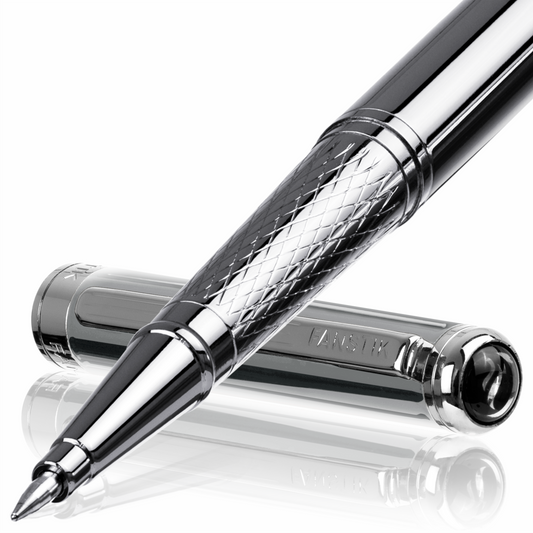 Personalized Luxury Silver Rollerball pens (MADE IN USA) Fancy Pen, Real 24K Gold Plating (Lux Custom-RollerBall Silver)
