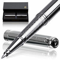 FANSTIK Silver Luxury Rollerball pen (Made In USA) Chrome Finish, Professional executive pen gift set for men (Lux Rollerball Silver)
