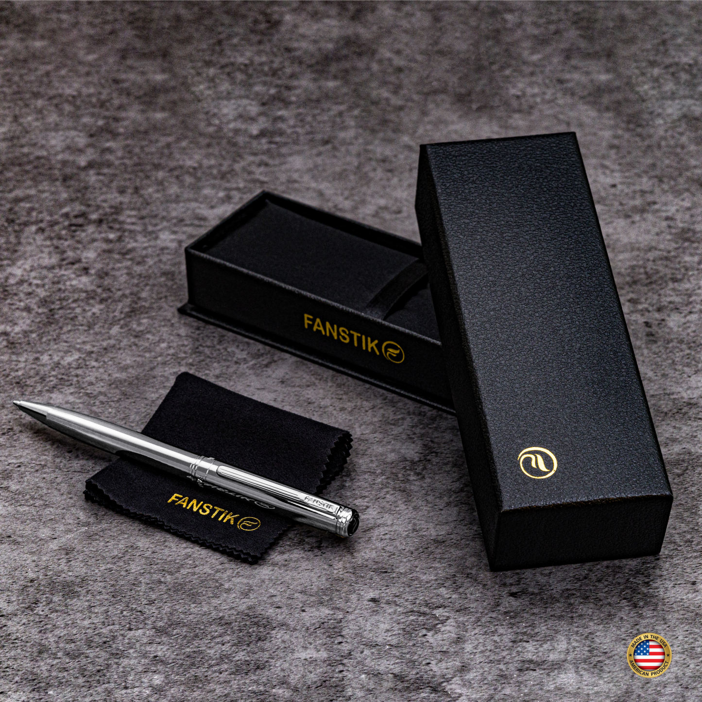 Luxury Silver Ballpoint pens (MADE IN USA) Fancy Pen, Real 24K Gold Plating (Lux BallPoint Silver)