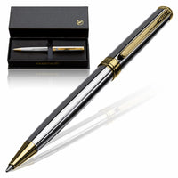 FANSTIK Silver&Gold Luxury ballpoint Pen (Made In USA) Real 24K Gold Plating, Professional executive pen gift set for men (Lux BallPoint Silver-Gold)